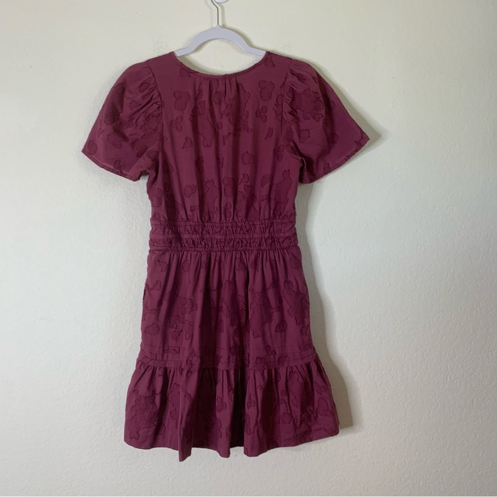 By Anthropologie The Somerset Textured Mini Dress plum M - Picture 10 of 11